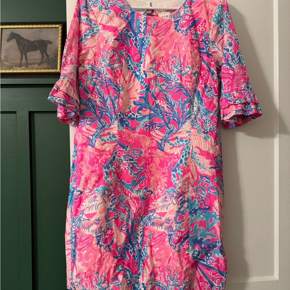 Lilly Pulitzer Vibrant Pink and Blue Coral Dress